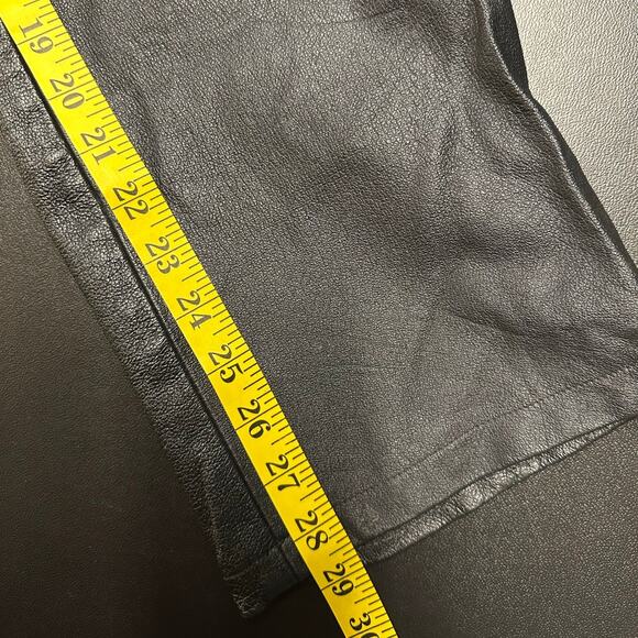 Solutions New York Black Genuine Leather Straight Leg Pants Size 10 - Picture 7 of 8